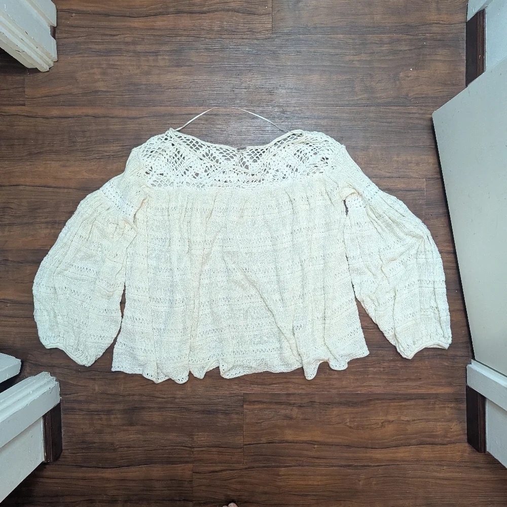 Free People Someday Crochet Knit Sweater S